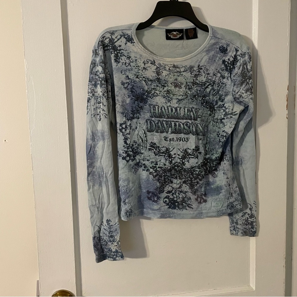 Harley-Davidson Women's Blue Long Sleeve Top
